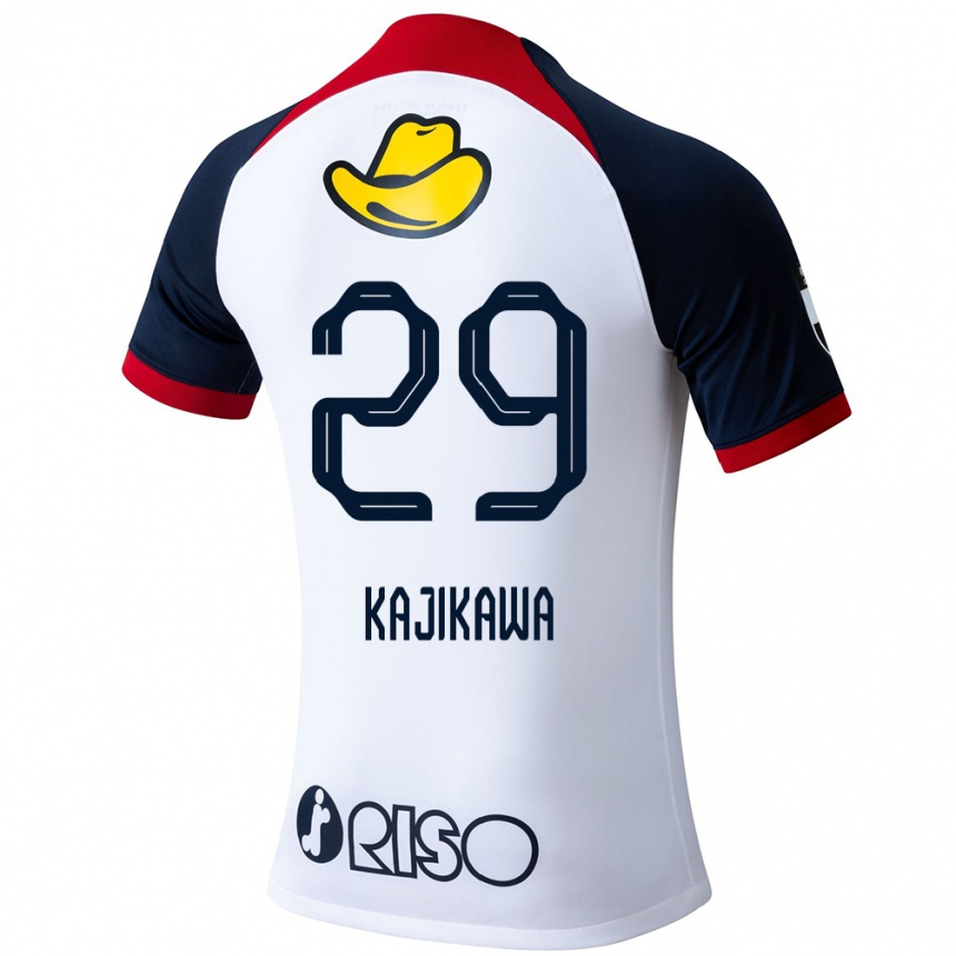 Gyermek Labdarúgás Yuji Kajikawa #29 Fehér Kék Piros Idegenbeli Jersey 2024/25 Mez Póló Ing