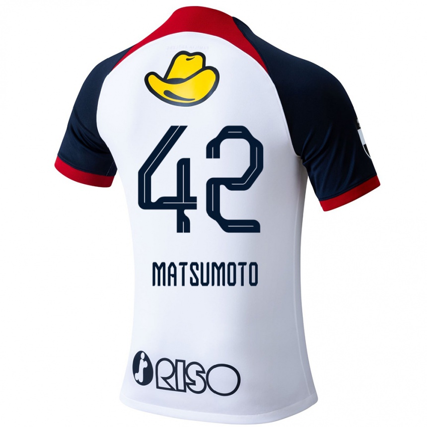 Gyermek Labdarúgás Haruto Matsumoto #42 Fehér Kék Piros Idegenbeli Jersey 2024/25 Mez Póló Ing