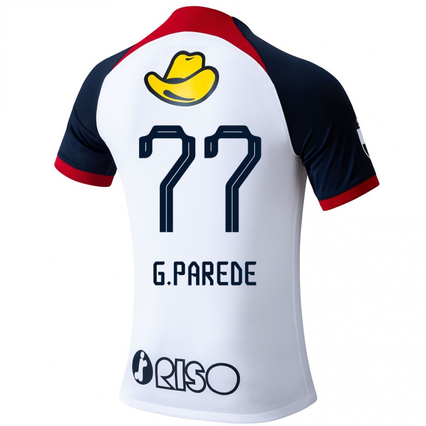 Gyermek Labdarúgás Guilherme Parede #77 Fehér Kék Piros Idegenbeli Jersey 2024/25 Mez Póló Ing