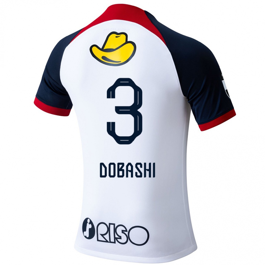 Gyermek Labdarúgás Ryunosuke Dobashi #3 Fehér Kék Piros Idegenbeli Jersey 2024/25 Mez Póló Ing