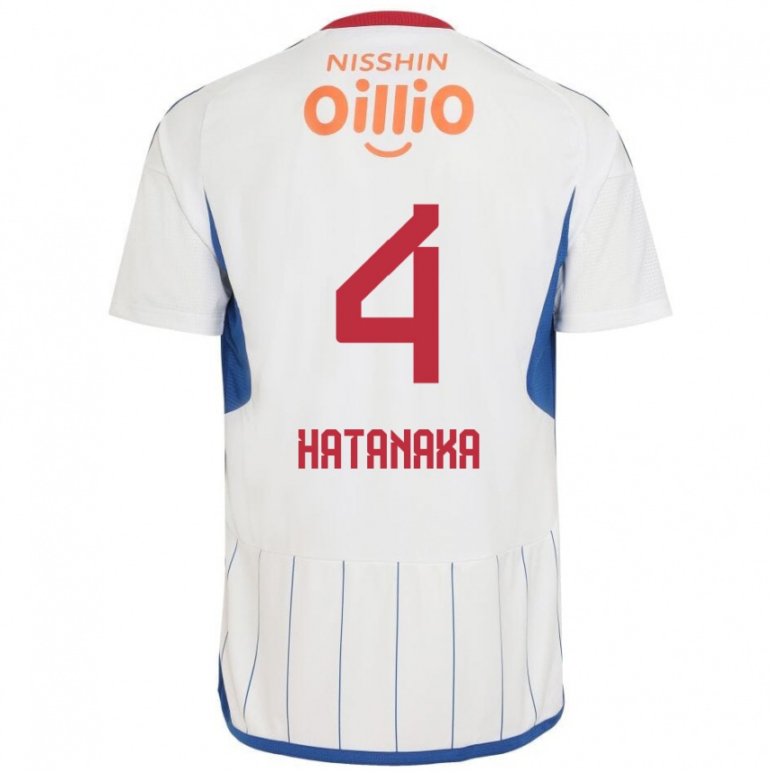 Gyermek Labdarúgás Shinnosuke Hatanaka #4 Fehér Kék Piros Idegenbeli Jersey 2024/25 Mez Póló Ing