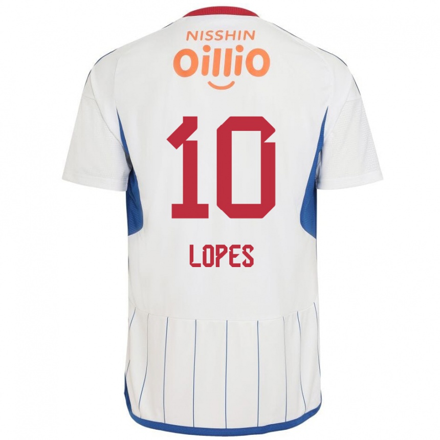 Gyermek Labdarúgás Anderson Lopes #10 Fehér Kék Piros Idegenbeli Jersey 2024/25 Mez Póló Ing