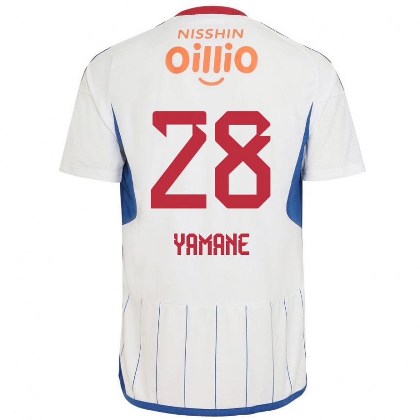 Gyermek Labdarúgás Riku Yamane #28 Fehér Kék Piros Idegenbeli Jersey 2024/25 Mez Póló Ing