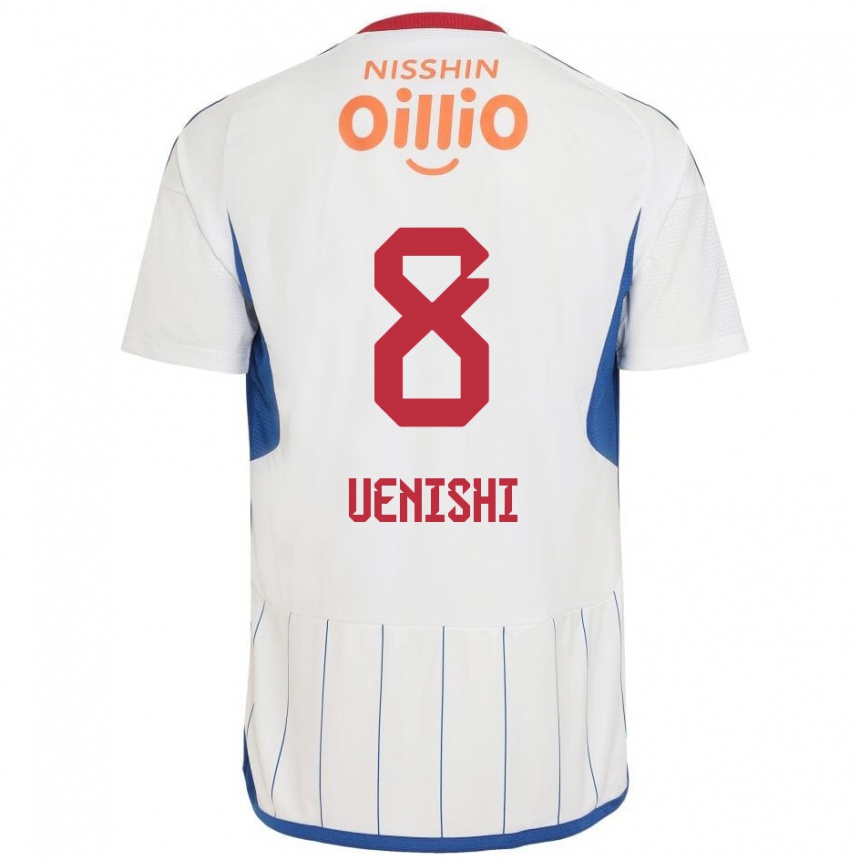 Gyermek Labdarúgás Haruki Uenishi #8 Fehér Kék Piros Idegenbeli Jersey 2024/25 Mez Póló Ing