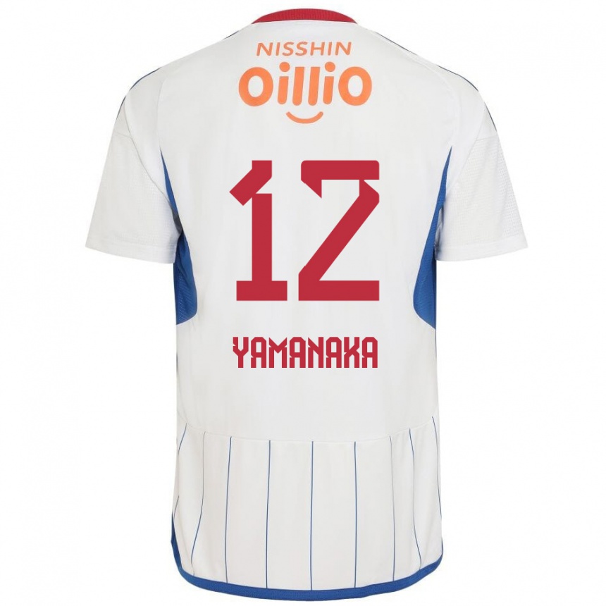 Gyermek Labdarúgás Yuki Yamanaka #12 Fehér Kék Piros Idegenbeli Jersey 2024/25 Mez Póló Ing