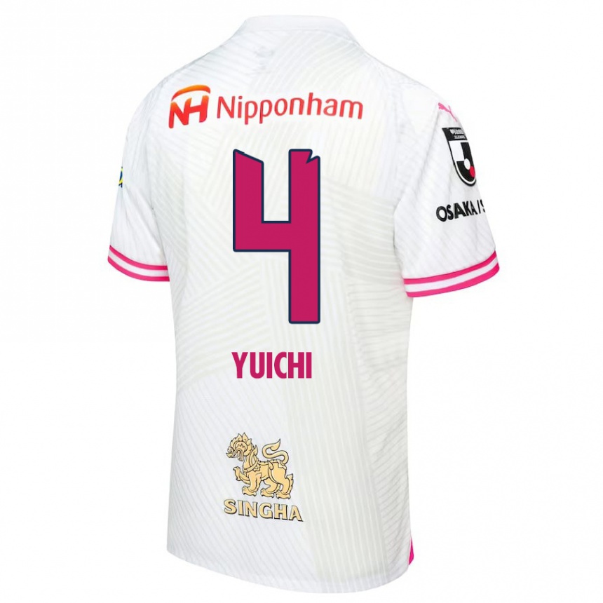 Gyermek Labdarúgás Yuichi Hirano #4 Fehér Rózsaszín Idegenbeli Jersey 2024/25 Mez Póló Ing