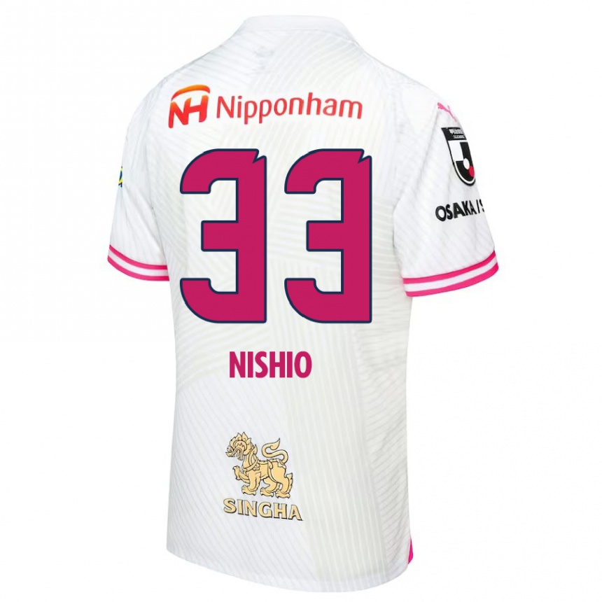 Gyermek Labdarúgás Ryuya Nishio #33 Fehér Rózsaszín Idegenbeli Jersey 2024/25 Mez Póló Ing