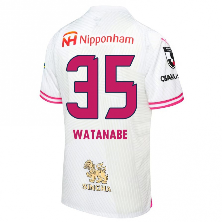 Gyermek Labdarúgás Ryo Watanabe #35 Fehér Rózsaszín Idegenbeli Jersey 2024/25 Mez Póló Ing