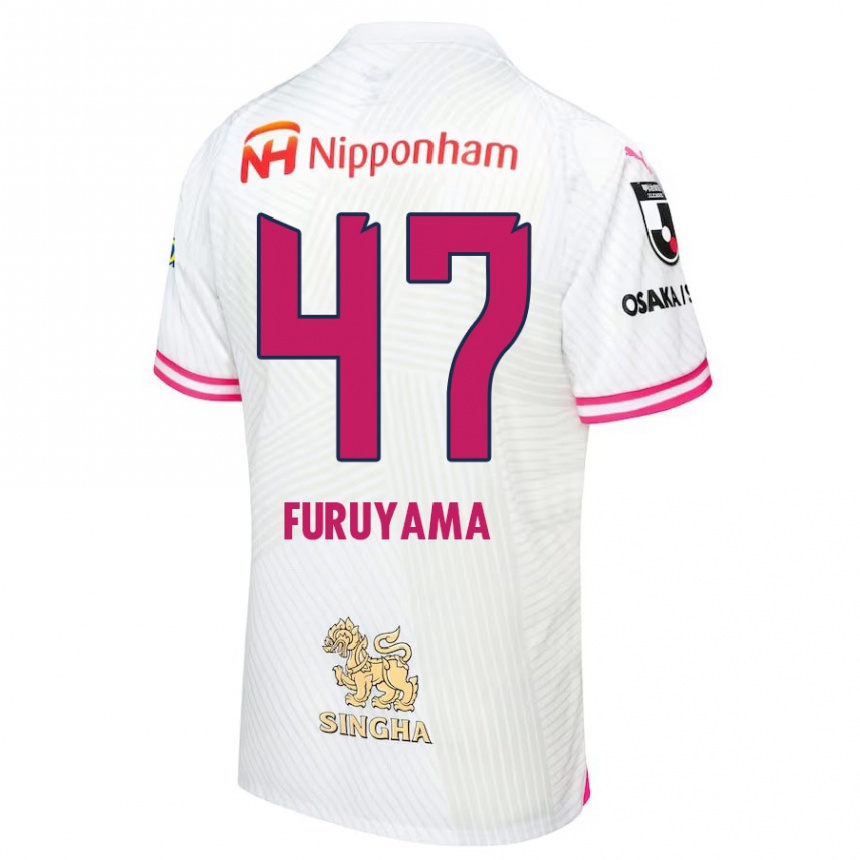 Gyermek Labdarúgás Kengo Furuyama #47 Fehér Rózsaszín Idegenbeli Jersey 2024/25 Mez Póló Ing