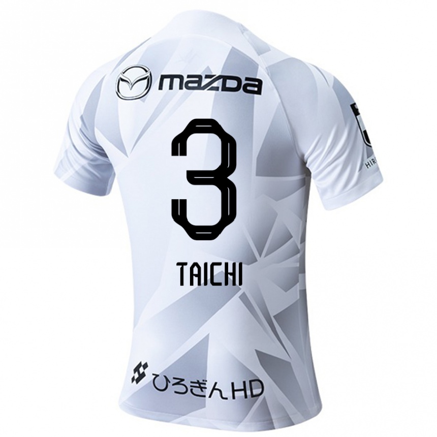 Gyermek Labdarúgás Taichi Yamasaki #3 Fehér Szürke Fekete Idegenbeli Jersey 2024/25 Mez Póló Ing