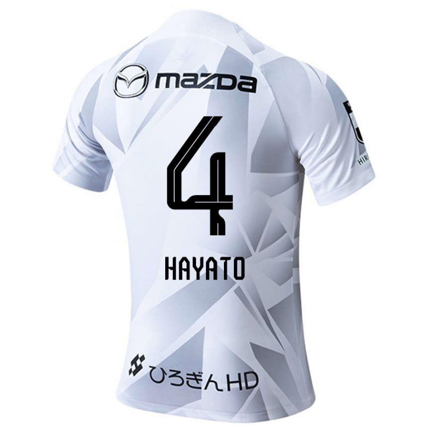 Gyermek Labdarúgás Hayato Araki #4 Fehér Szürke Fekete Idegenbeli Jersey 2024/25 Mez Póló Ing