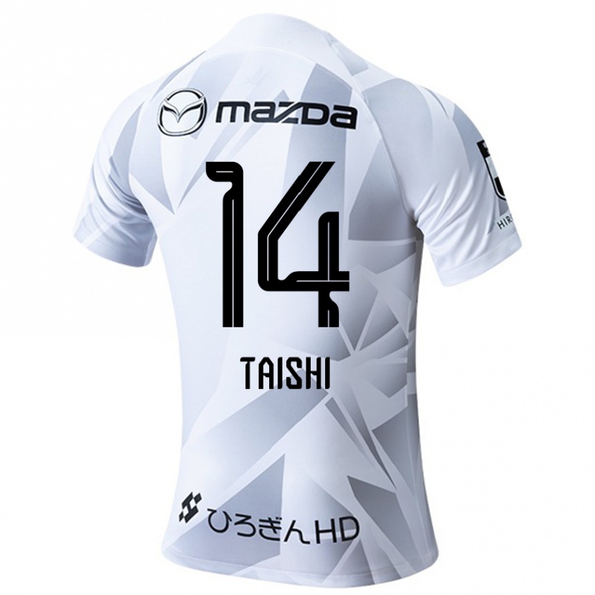 Gyermek Labdarúgás Taishi Matsumoto #14 Fehér Szürke Fekete Idegenbeli Jersey 2024/25 Mez Póló Ing