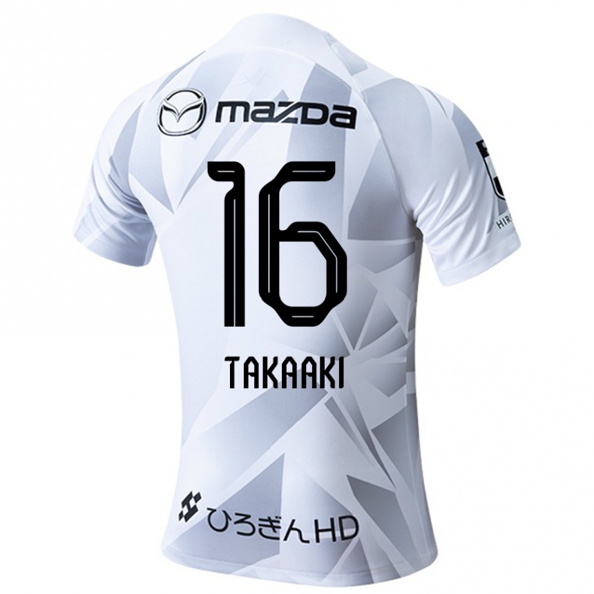 Gyermek Labdarúgás Takaaki Shichi #16 Fehér Szürke Fekete Idegenbeli Jersey 2024/25 Mez Póló Ing