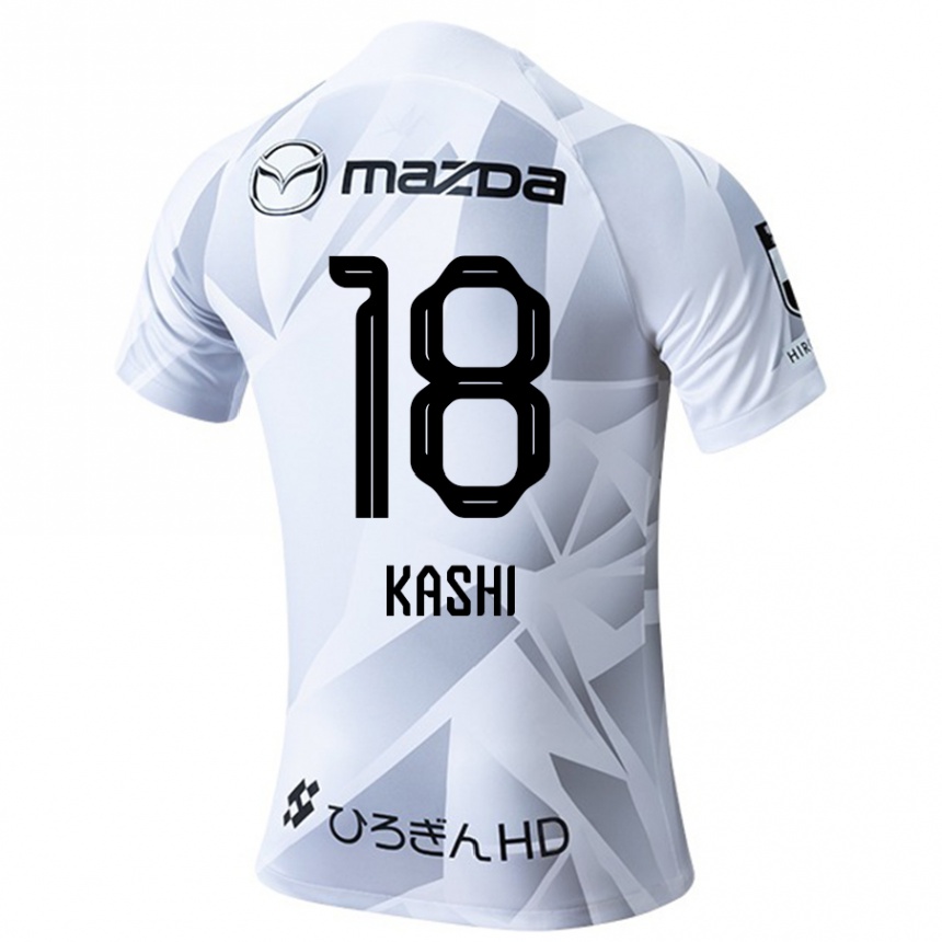 Gyermek Labdarúgás Yoshifumi Kashiwa #18 Fehér Szürke Fekete Idegenbeli Jersey 2024/25 Mez Póló Ing