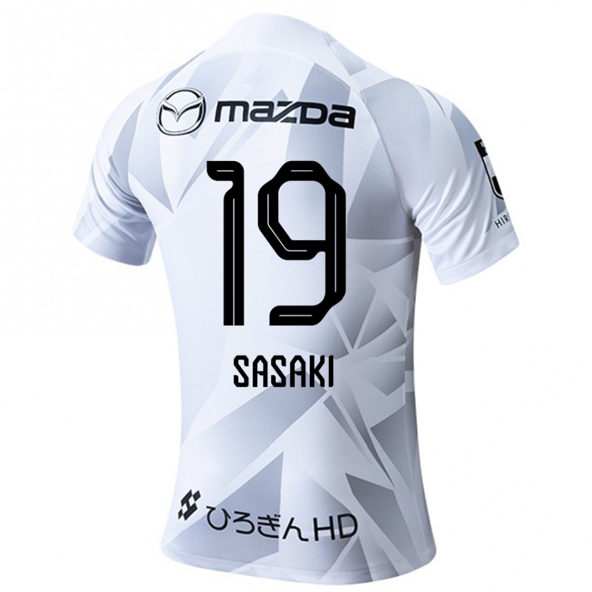 Gyermek Labdarúgás Sho Sasaki #19 Fehér Szürke Fekete Idegenbeli Jersey 2024/25 Mez Póló Ing