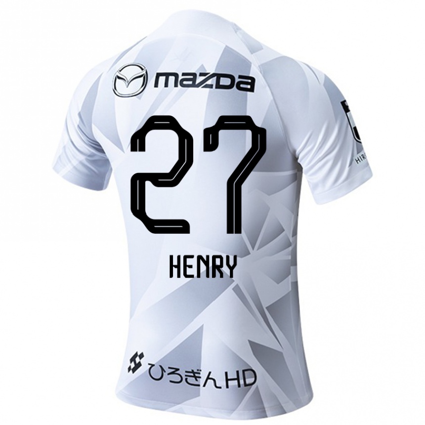 Gyermek Labdarúgás Osamu Henry Iyoha #27 Fehér Szürke Fekete Idegenbeli Jersey 2024/25 Mez Póló Ing