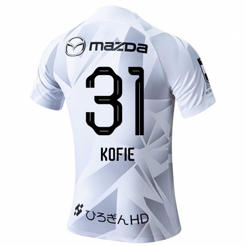 Gyermek Labdarúgás Shota Kofie #31 Fehér Szürke Fekete Idegenbeli Jersey 2024/25 Mez Póló Ing