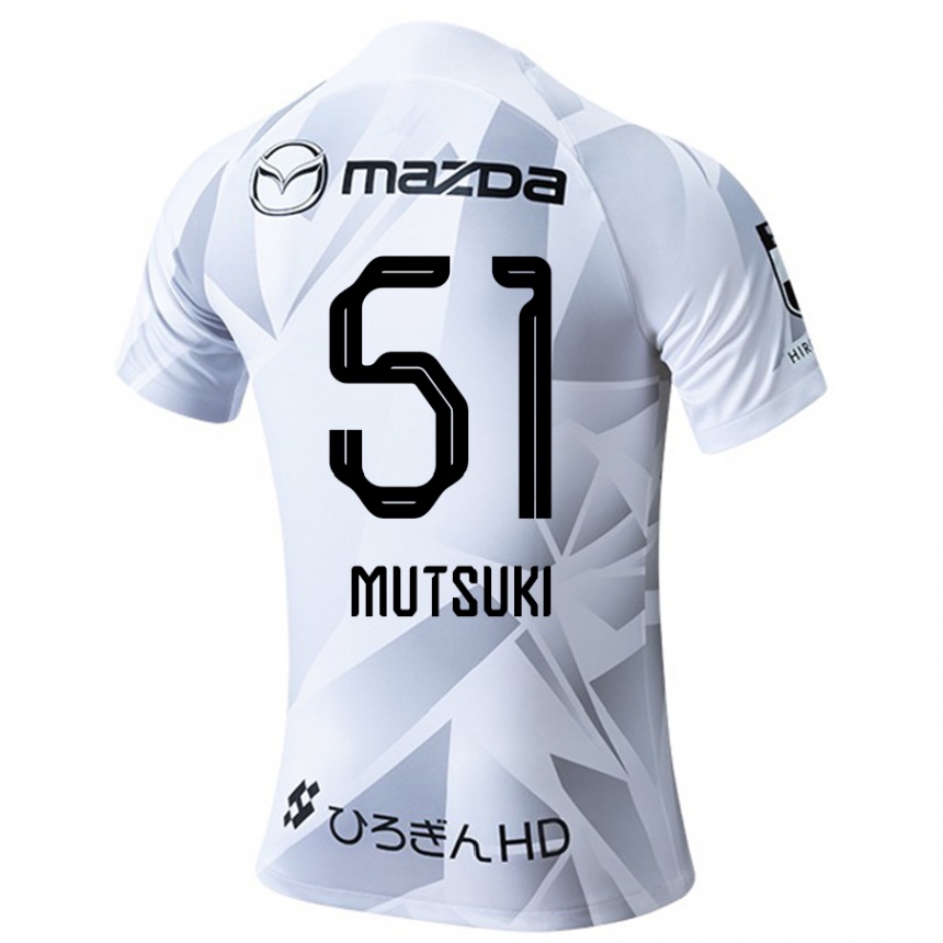 Gyermek Labdarúgás Mutsuki Kato #51 Fehér Szürke Fekete Idegenbeli Jersey 2024/25 Mez Póló Ing