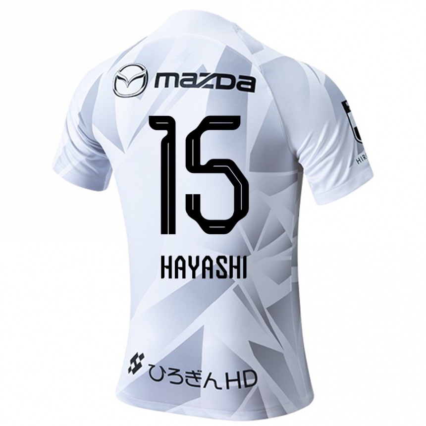 Gyermek Labdarúgás Shunta Hayashi #15 Fehér Szürke Fekete Idegenbeli Jersey 2024/25 Mez Póló Ing