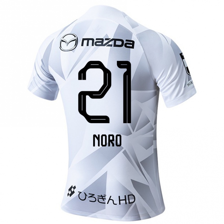 Gyermek Labdarúgás Kaito Noro #21 Fehér Szürke Fekete Idegenbeli Jersey 2024/25 Mez Póló Ing