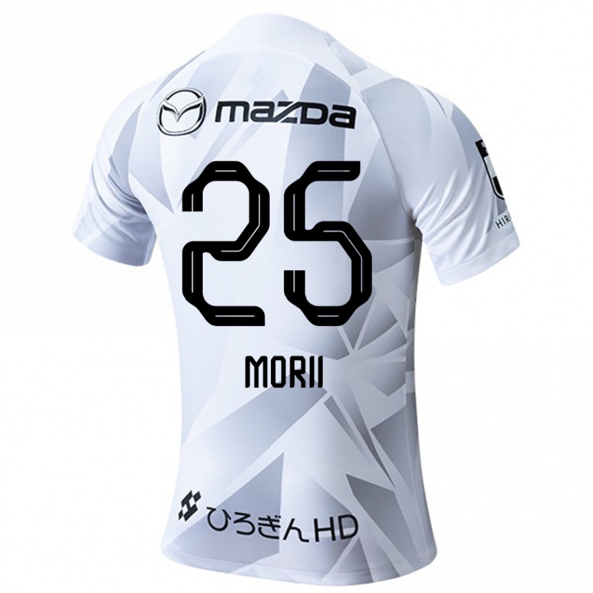 Gyermek Labdarúgás Leedo Morii #25 Fehér Szürke Fekete Idegenbeli Jersey 2024/25 Mez Póló Ing