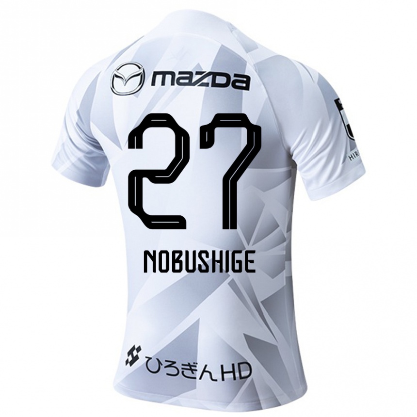 Gyermek Labdarúgás Ryojiro Nobushige #27 Fehér Szürke Fekete Idegenbeli Jersey 2024/25 Mez Póló Ing