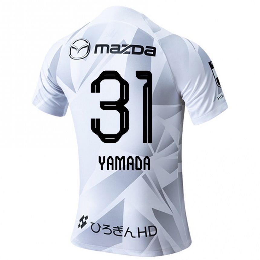 Gyermek Labdarúgás Manato Yamada #31 Fehér Szürke Fekete Idegenbeli Jersey 2024/25 Mez Póló Ing