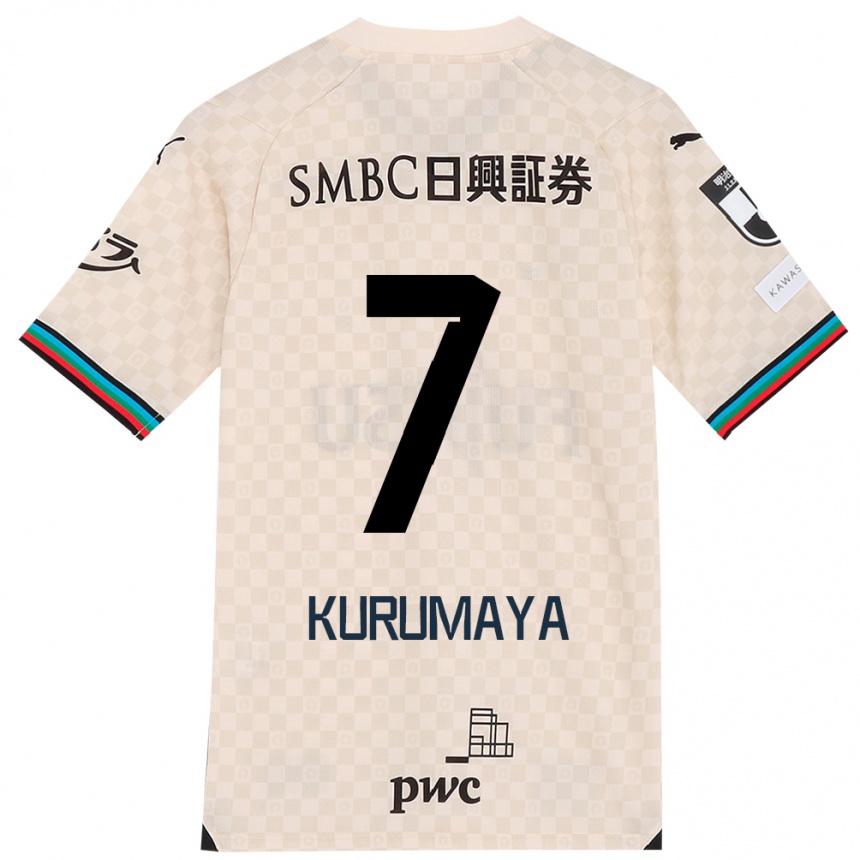 Gyermek Labdarúgás Shintaro Kurumaya #7 Fehér Szürke Idegenbeli Jersey 2024/25 Mez Póló Ing