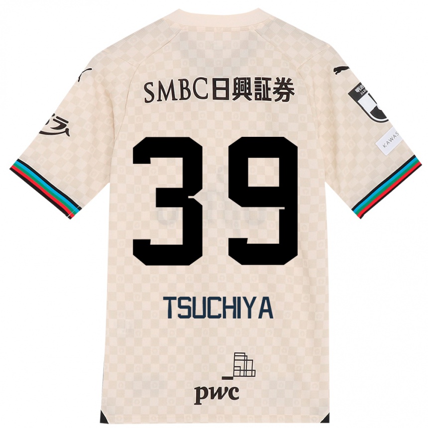 Gyermek Labdarúgás Kaito Tsuchiya #39 Fehér Szürke Idegenbeli Jersey 2024/25 Mez Póló Ing