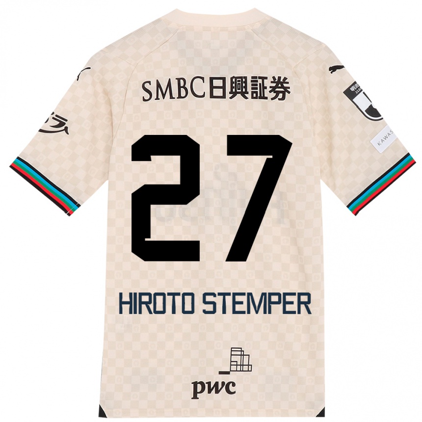 Gyermek Labdarúgás Luka Hiroto Stemper #27 Fehér Szürke Idegenbeli Jersey 2024/25 Mez Póló Ing