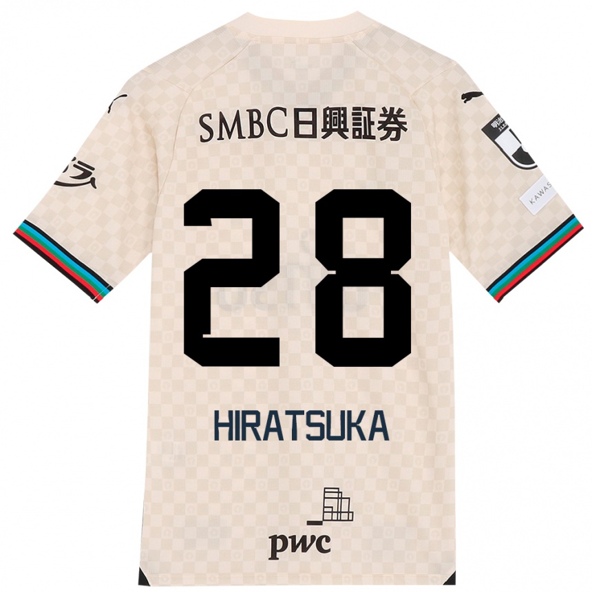 Gyermek Labdarúgás Hayato Hiratsuka #28 Fehér Szürke Idegenbeli Jersey 2024/25 Mez Póló Ing