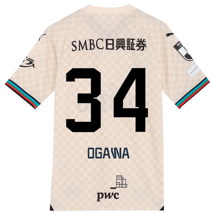 Gyermek Labdarúgás Hiroto Ogawa #34 Fehér Szürke Idegenbeli Jersey 2024/25 Mez Póló Ing