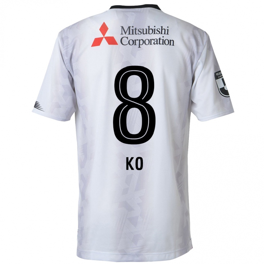 Gyermek Labdarúgás Takahiro Ko #8 Fehér Fekete Idegenbeli Jersey 2024/25 Mez Póló Ing