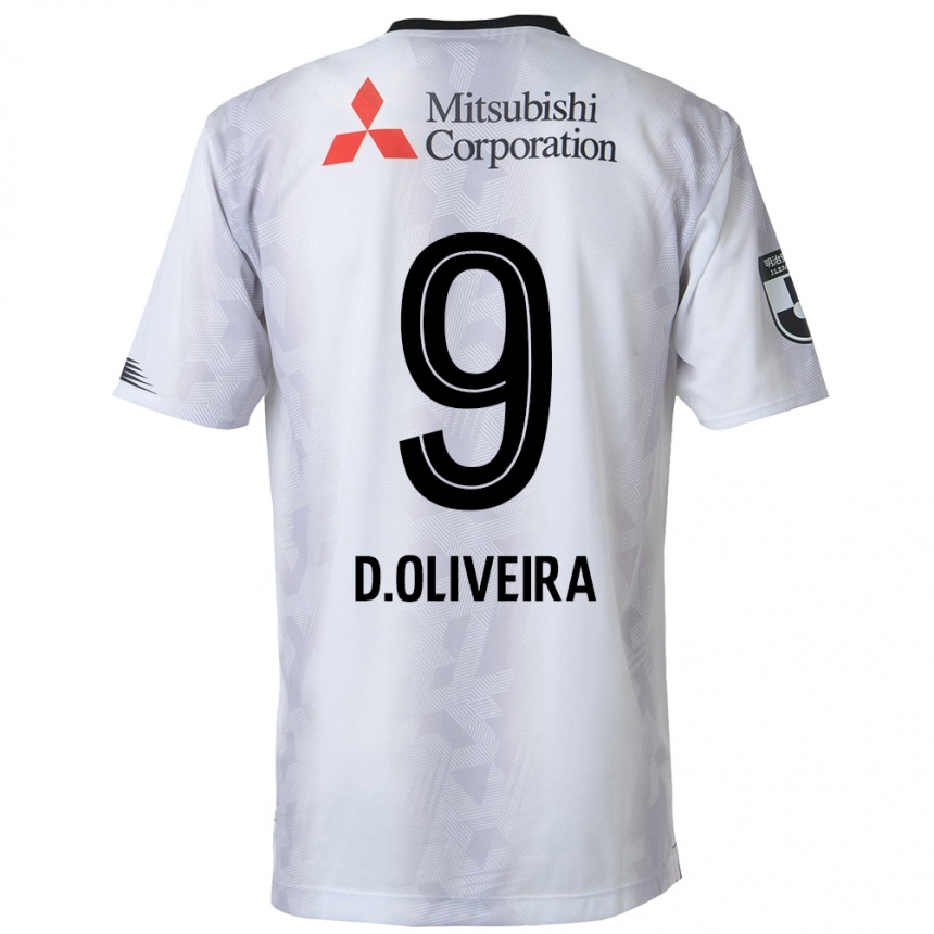 Gyermek Labdarúgás Diego Oliveira #9 Fehér Fekete Idegenbeli Jersey 2024/25 Mez Póló Ing