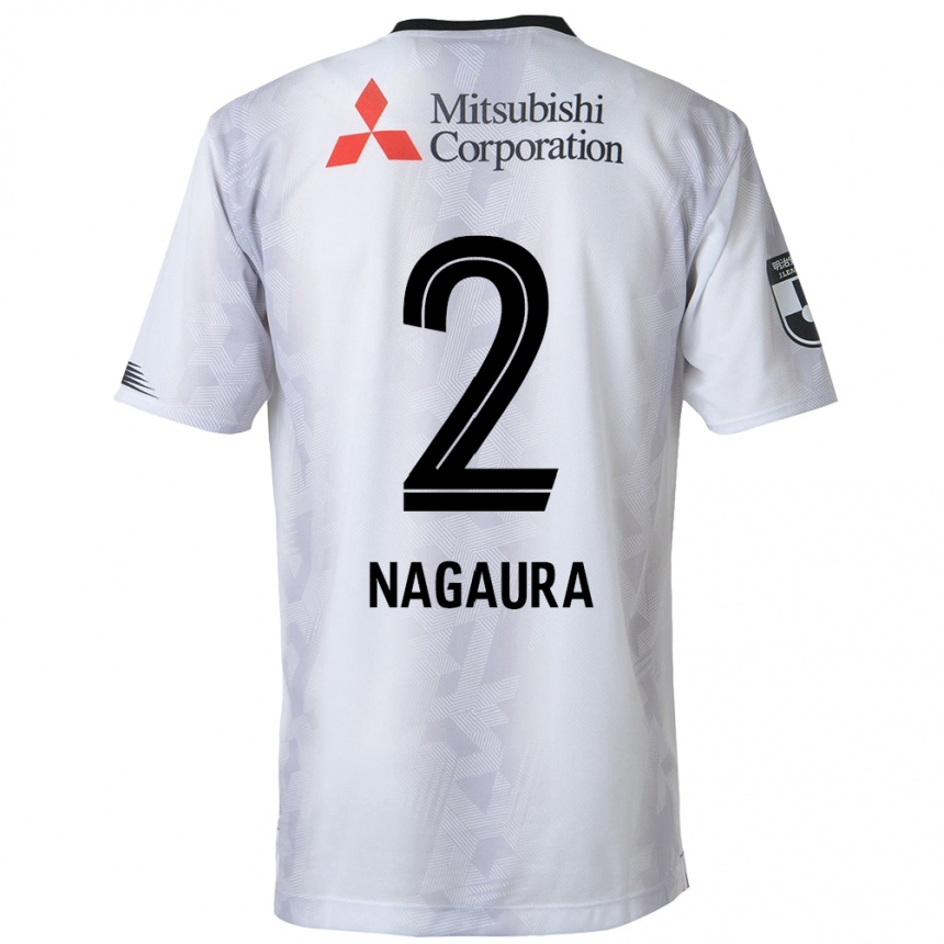 Gyermek Labdarúgás Koshi Nagaura #2 Fehér Fekete Idegenbeli Jersey 2024/25 Mez Póló Ing