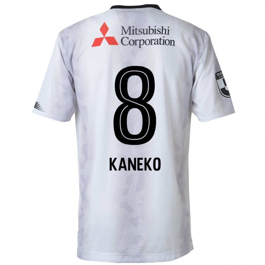 Gyermek Labdarúgás Shunsuke Kaneko #8 Fehér Fekete Idegenbeli Jersey 2024/25 Mez Póló Ing