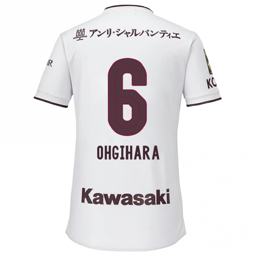 Gyermek Labdarúgás Takahiro Ogihara #6 Fehér Piros Idegenbeli Jersey 2024/25 Mez Póló Ing