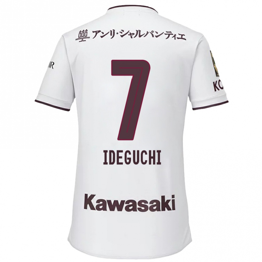 Gyermek Labdarúgás Yosuke Ideguchi #7 Fehér Piros Idegenbeli Jersey 2024/25 Mez Póló Ing