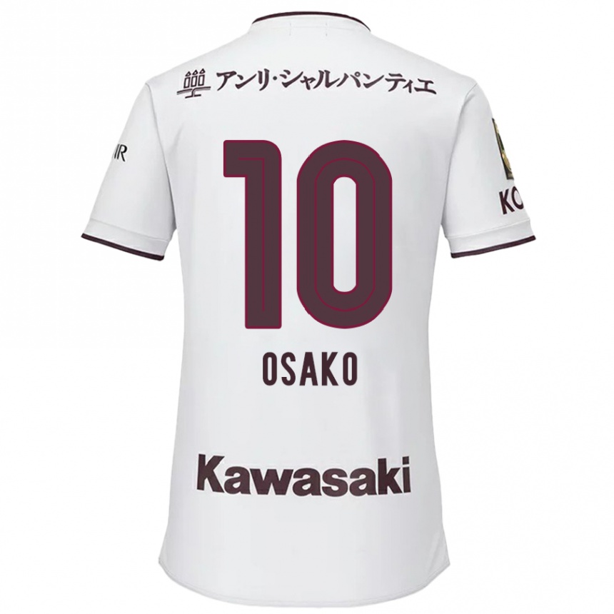 Gyermek Labdarúgás Yuya Osako #10 Fehér Piros Idegenbeli Jersey 2024/25 Mez Póló Ing