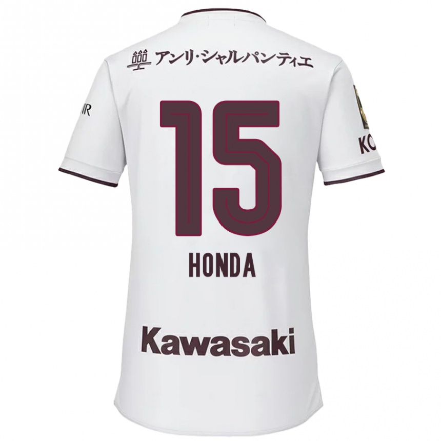 Gyermek Labdarúgás Yuki Honda #15 Fehér Piros Idegenbeli Jersey 2024/25 Mez Póló Ing