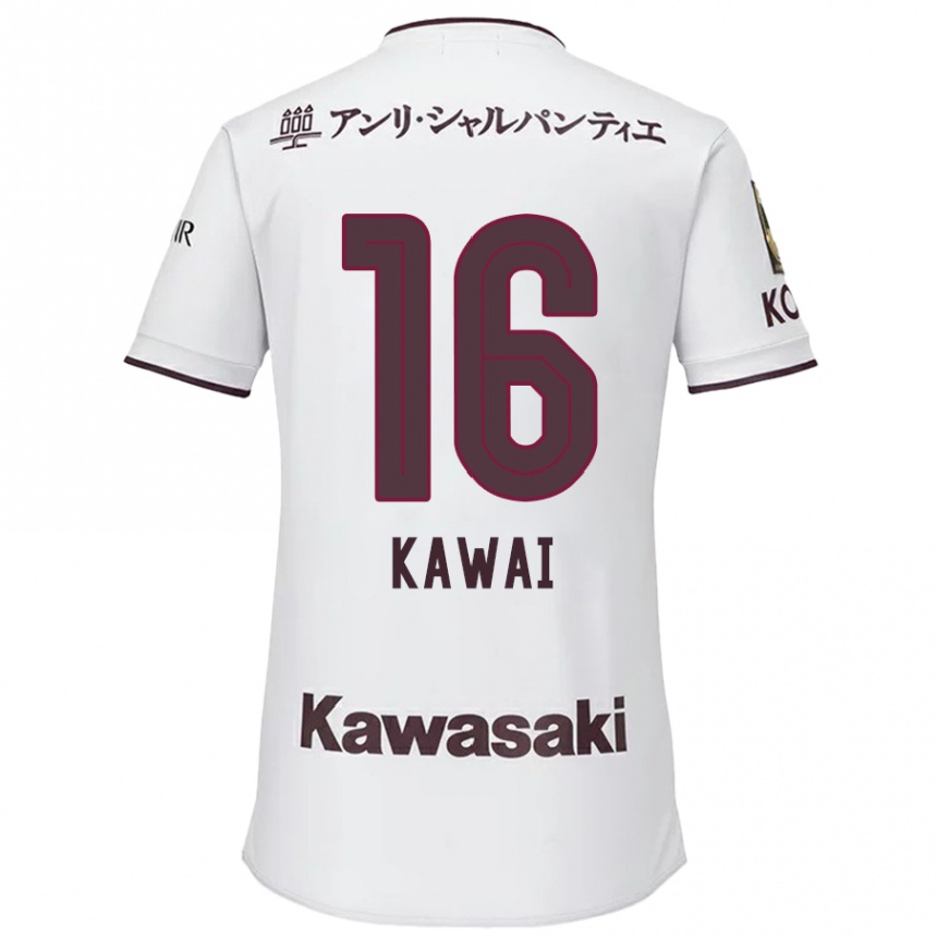 Gyermek Labdarúgás Yuka Kawai #16 Fehér Piros Idegenbeli Jersey 2024/25 Mez Póló Ing