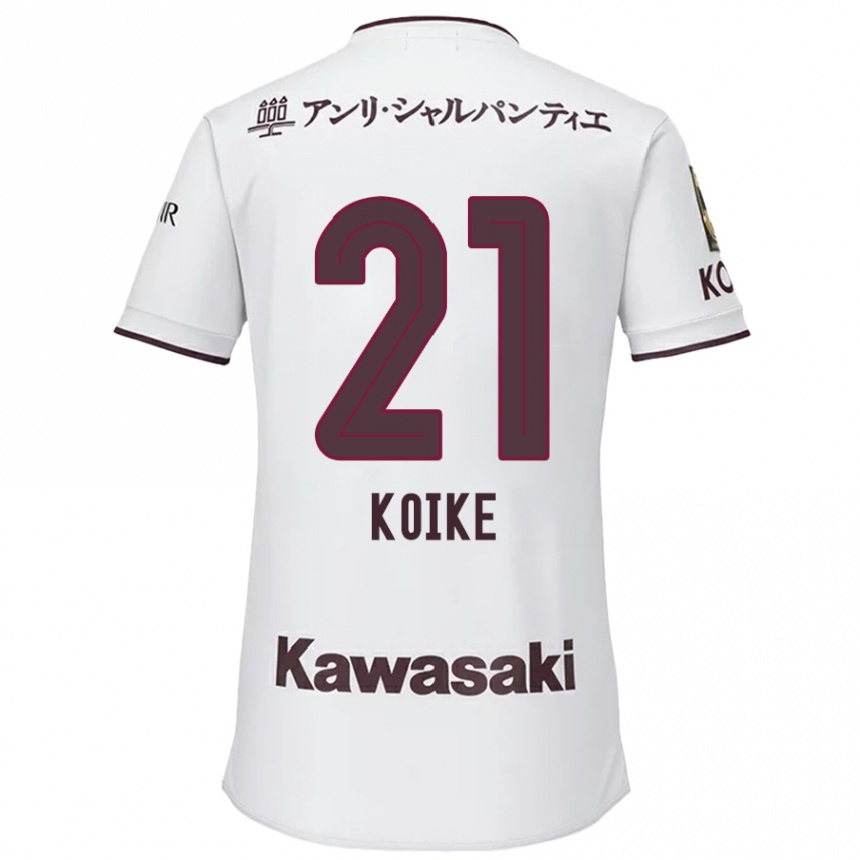 Gyermek Labdarúgás Shusuke Koike #21 Fehér Piros Idegenbeli Jersey 2024/25 Mez Póló Ing