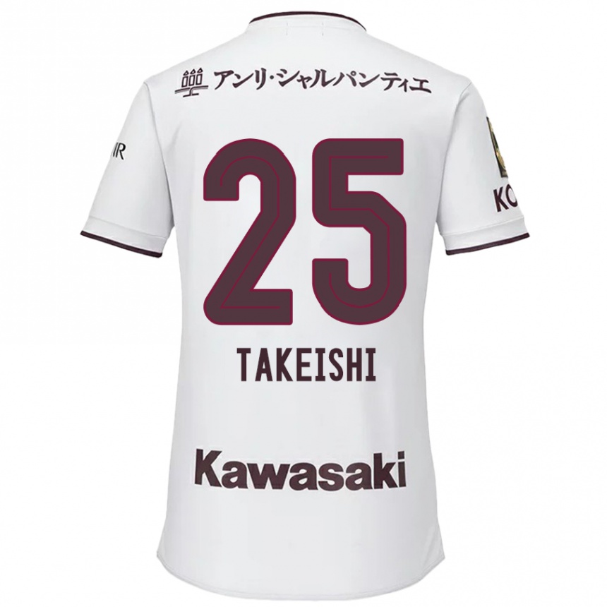 Gyermek Labdarúgás Tsubasa Takeishi #25 Fehér Piros Idegenbeli Jersey 2024/25 Mez Póló Ing