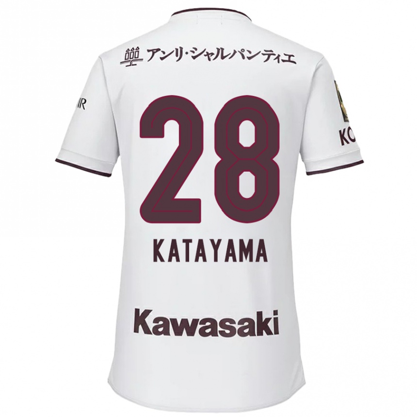 Gyermek Labdarúgás Kota Katayama #28 Fehér Piros Idegenbeli Jersey 2024/25 Mez Póló Ing