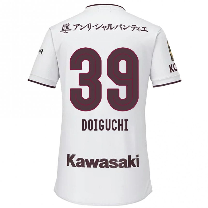 Gyermek Labdarúgás Ritsu Doiguchi #39 Fehér Piros Idegenbeli Jersey 2024/25 Mez Póló Ing