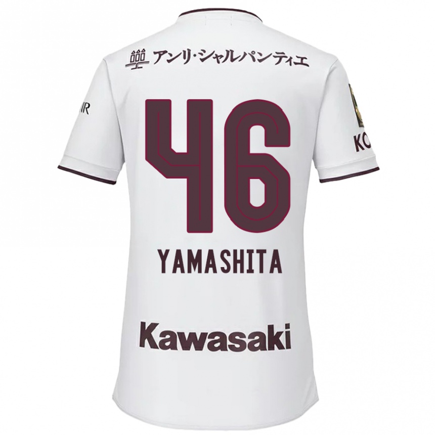 Gyermek Labdarúgás Hiroto Yamashita #46 Fehér Piros Idegenbeli Jersey 2024/25 Mez Póló Ing