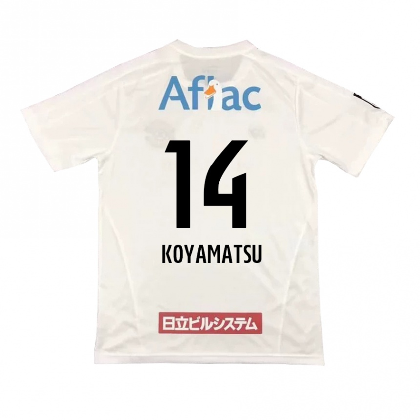 Gyermek Labdarúgás Tomoya Koyamatsu #14 Fehér Fekete Idegenbeli Jersey 2024/25 Mez Póló Ing