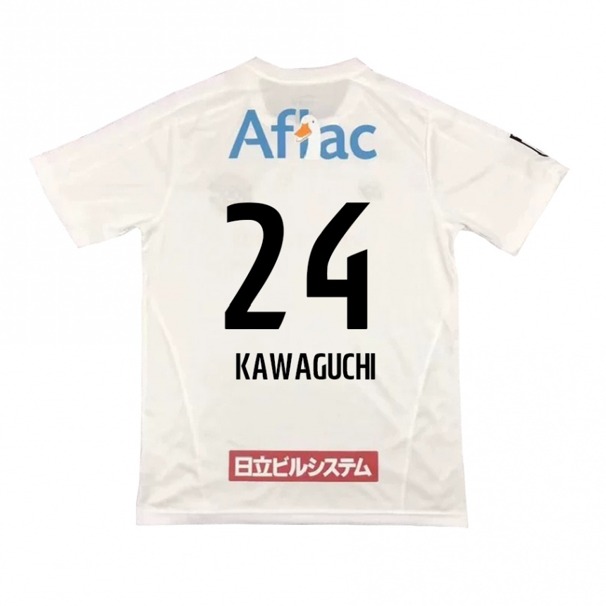 Gyermek Labdarúgás Naoki Kawaguchi #24 Fehér Fekete Idegenbeli Jersey 2024/25 Mez Póló Ing