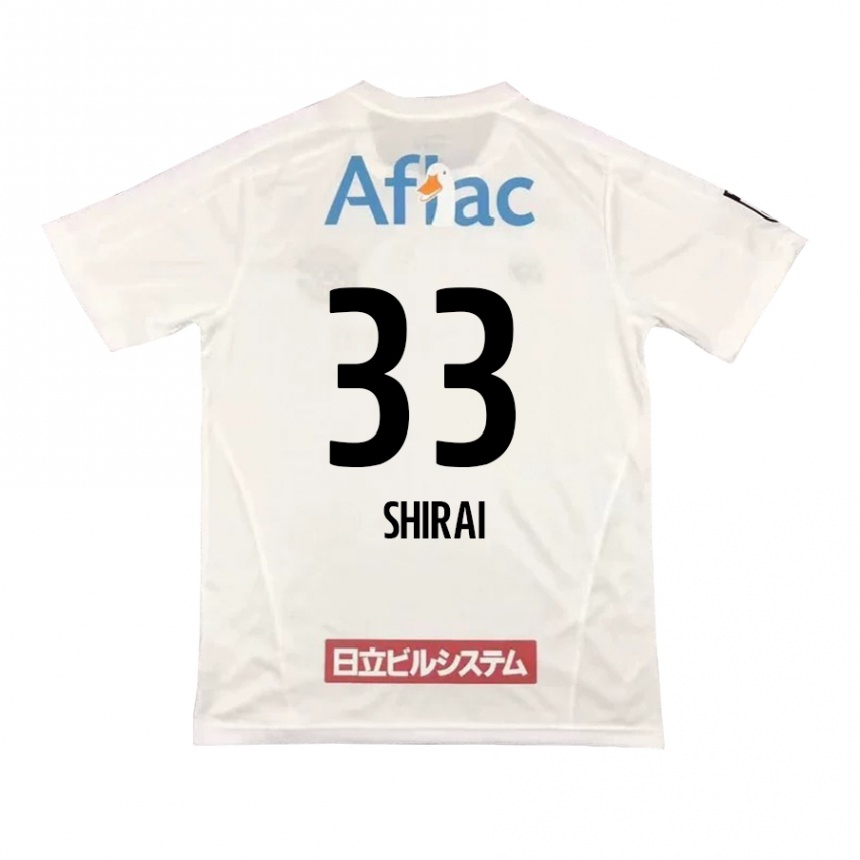 Gyermek Labdarúgás Eiji Shirai #33 Fehér Fekete Idegenbeli Jersey 2024/25 Mez Póló Ing