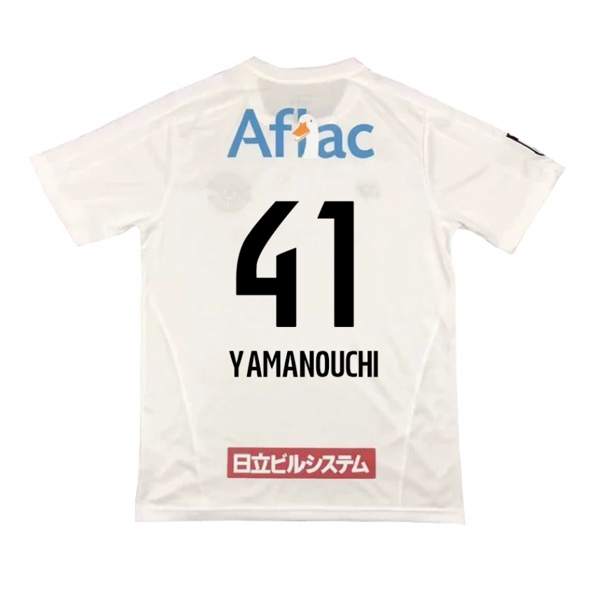 Gyermek Labdarúgás Yusei Yamanouchi #41 Fehér Fekete Idegenbeli Jersey 2024/25 Mez Póló Ing